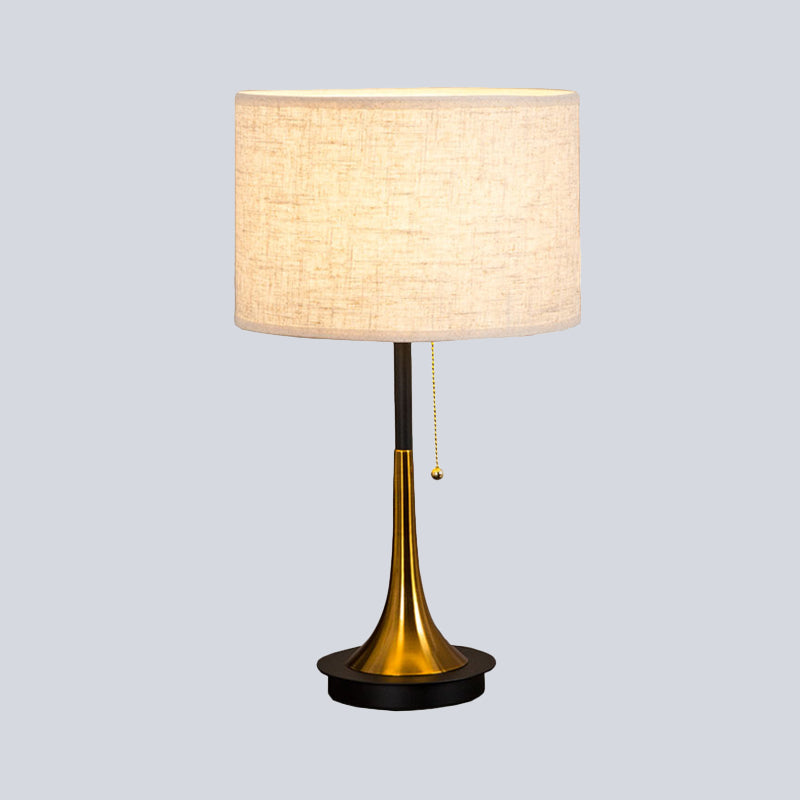 Trommelavondtafellamp Modern Metal 1 kop zwart/grijs nachtkastje verlichting met trekketting voor woonkamer