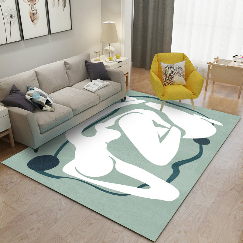 Brown Abstract Line Rug Polyester Modern Area Rug Non-Slip Backing Rug for Living Room