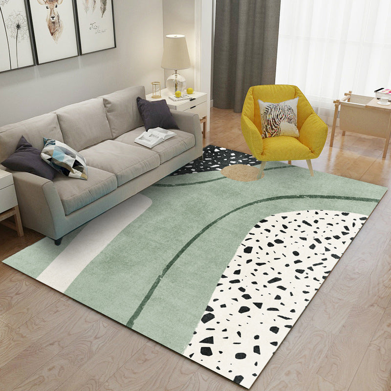 Brown Abstract Line Rug Polyester Modern Area Rug Non-Slip Backing Rug for Living Room