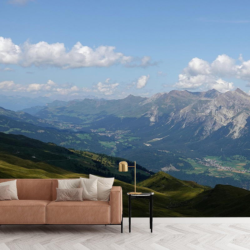 Horizontal Photography Mountain Mural Environment Friendly Wallpaper for Room