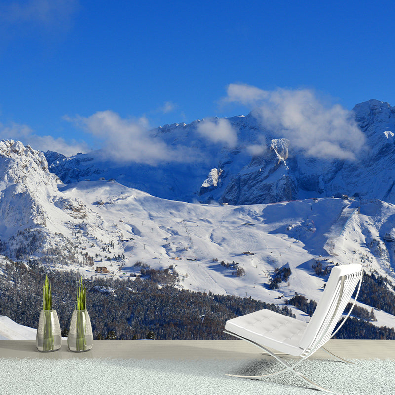 Horizontal Photography Mountain Mural Environment Friendly Wallpaper for Room