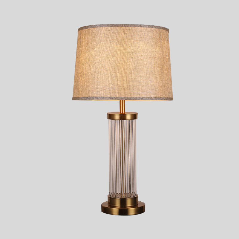 1 lampe de vie de salon de tête Lumière de lecture en or moderne avec une nuance de tissu de baril