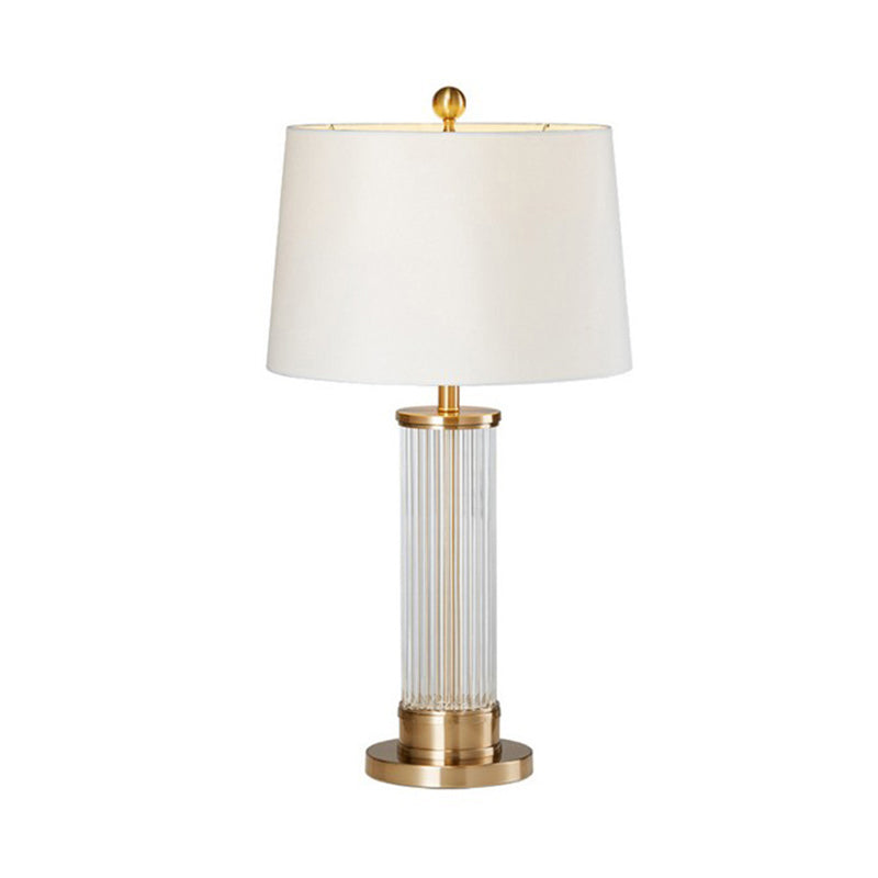 Modernist Cylindrical Task Lighting Beveled Crystal 1 Bulb Small Desk Lamp in Gold