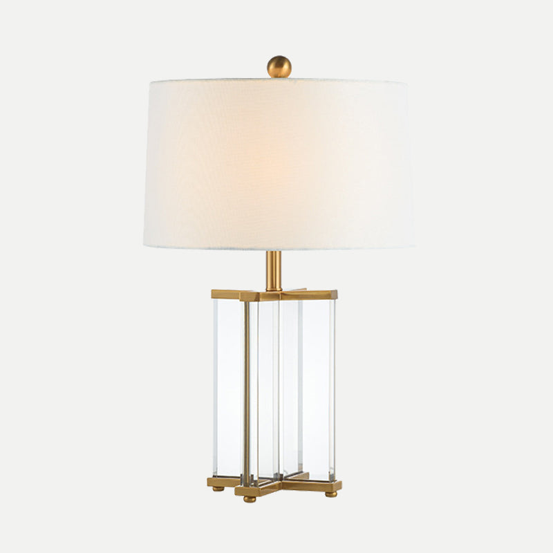 Tapered Drum Nightstand Lamp Modernism Fabric 1 Head Reading Book Light in Gold