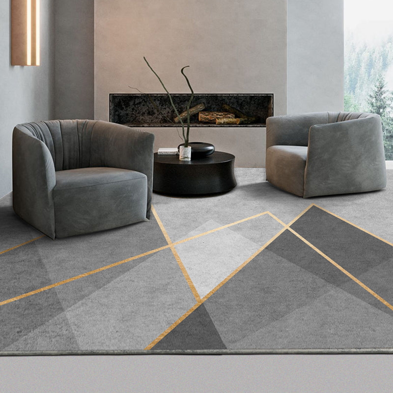 Black Modern Rug Blended Striped Rug Non-Slip Backing Rug for Home Decor