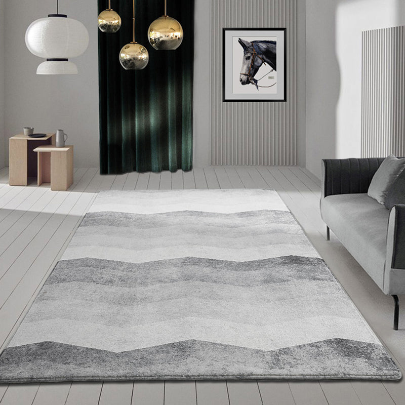 Black Modern Rug Blended Striped Rug Non-Slip Backing Rug for Home Decor
