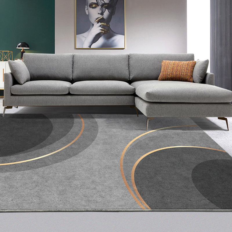 Black Modern Rug Blended Striped Rug Non-Slip Backing Rug for Home Decor