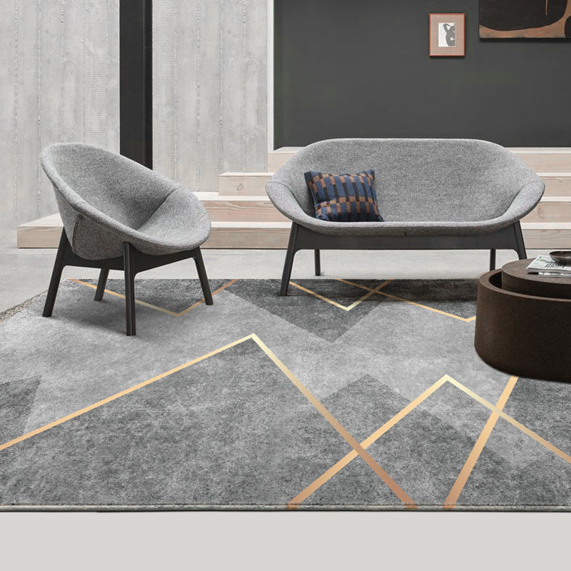 Black Modern Rug Blended Striped Rug Non-Slip Backing Rug for Home Decor