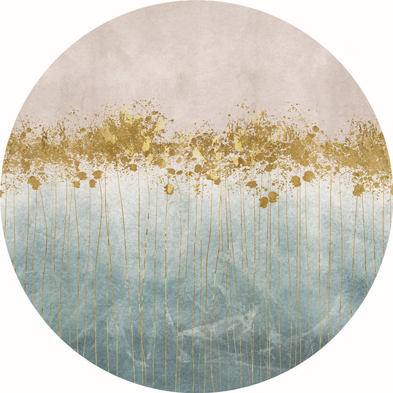 Gold Leaves Carpet Blending Modern Carpet Non-Slip Backing Carpet for Living Room