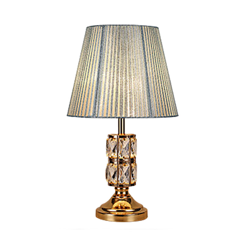 1 Glühbirnen -Esszimmertischlampe moderne Goldschreibtisch Licht mit breitem Fackelstoffschatten