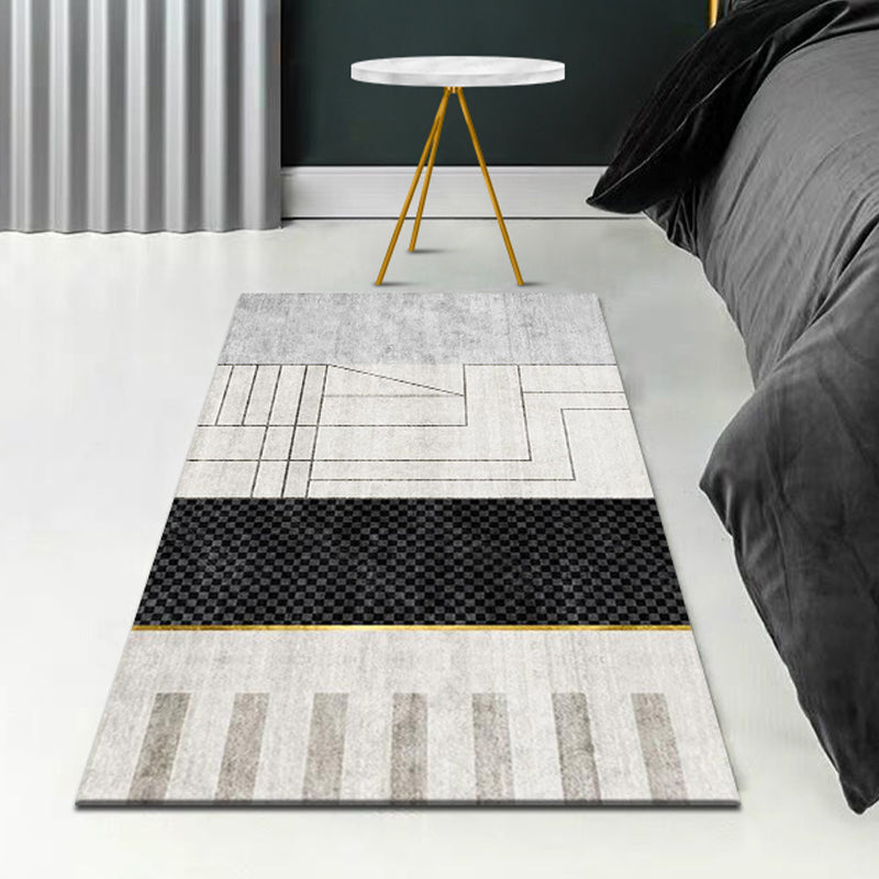 Gray Contemporary Carpet Blending Graphic Carpet Stain Resistant Carpet for Drawing Room