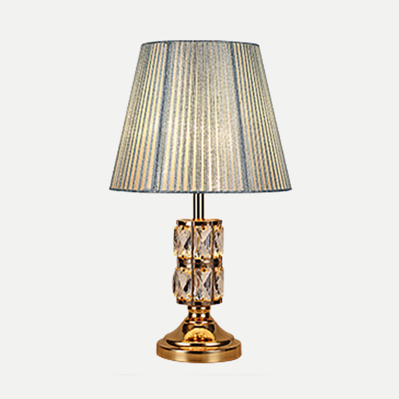 1 Glühbirnen -Esszimmertischlampe moderne Goldschreibtisch Licht mit breitem Fackelstoffschatten