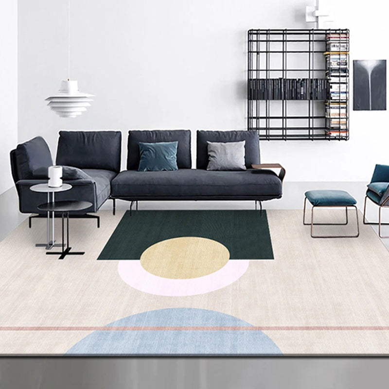 Dark Brown Modern Rug Blending Color Piece Rug Non-Slip Backing Rug for Home Decor