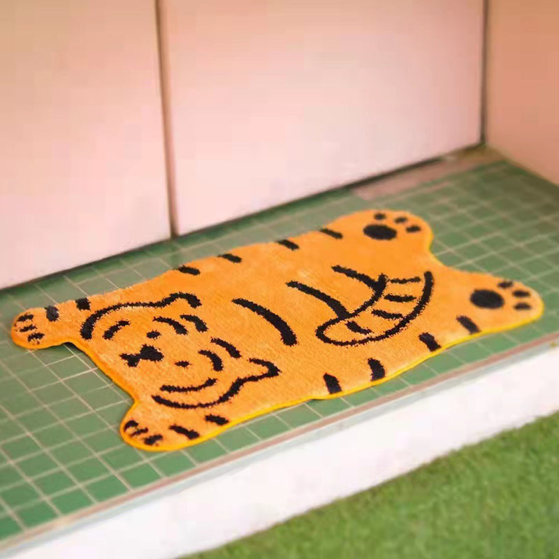 Basto tappeto in poliestere per tappeti per interni lavabili area di tigre adorabile con supporto anti-slip