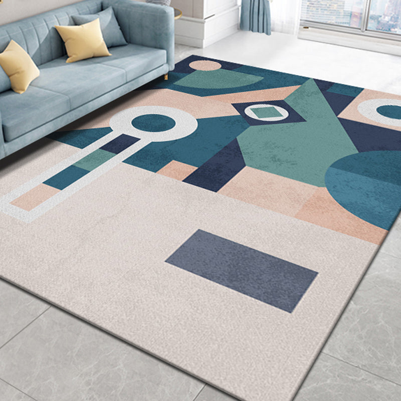 Dark Brown Modern Rug Blended Color Block Area Rug Non-Slip Backing Rug for Home Decor