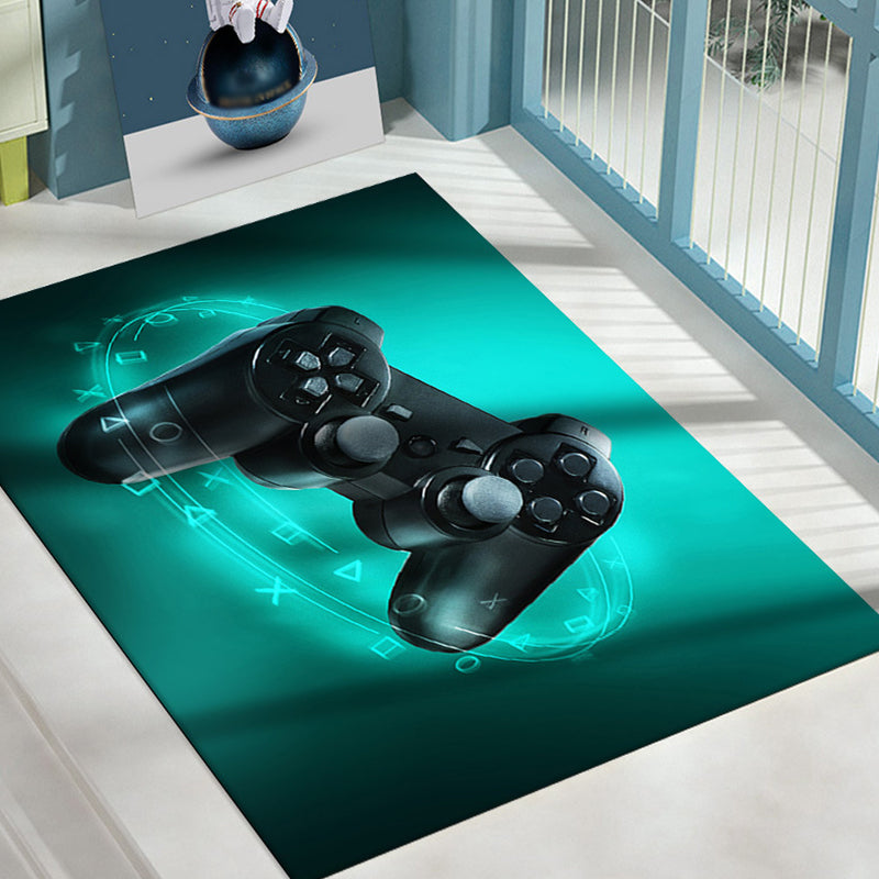 Creative Game Controller Print Rug Polyester Carpet Non-Slip Backing Area Rug for Living Room