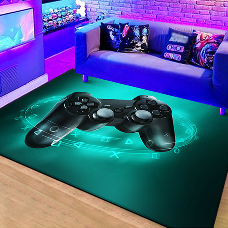 Creative Game Controller Print Rug Polyester Carpet Non-Slip Backing Area Rug for Living Room