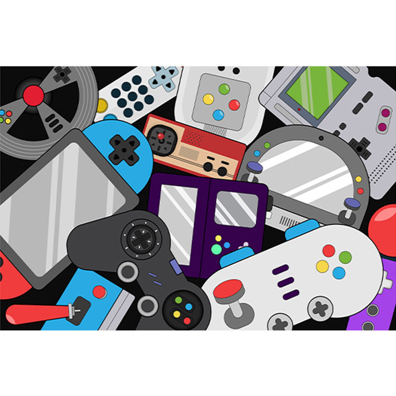 Creative Game Controller Print Rug Polyester Carpet Non-Slip Backing Area Rug for Living Room
