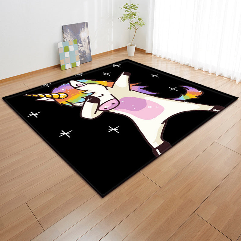 Dark Purple Modern Rug Polyester Horse Indoor Rug Washbale Rug for Home Decor