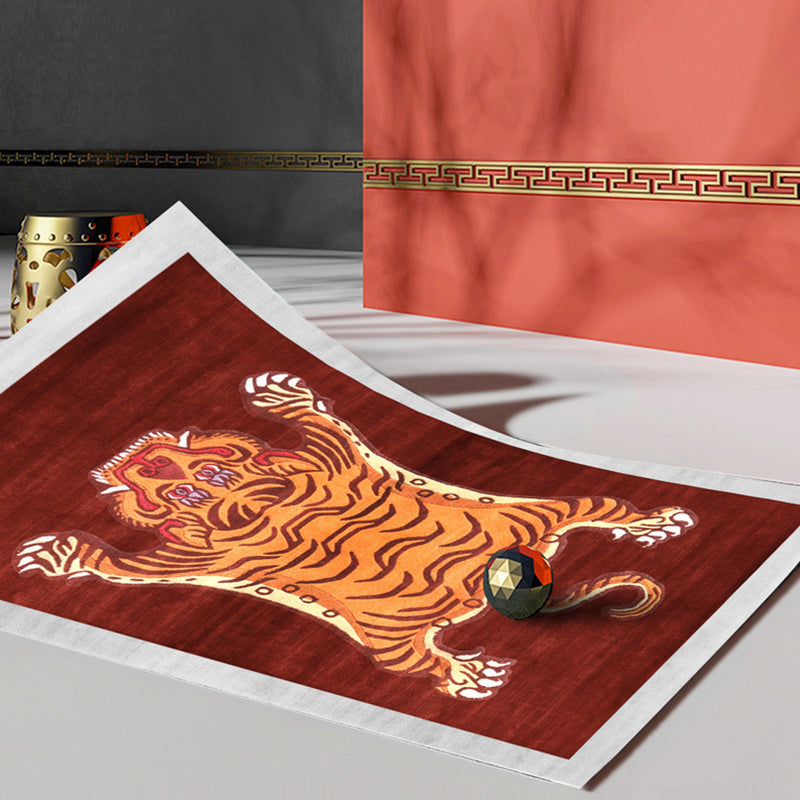 Stylish Area Carpet Vintage Tiger Pattern Area Rug Polyester Anti-Slip Carpet for Home Decor