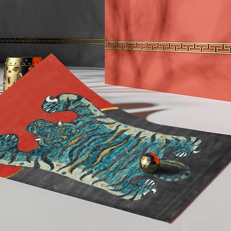 Stylish Area Carpet Vintage Tiger Pattern Area Rug Polyester Anti-Slip Carpet for Home Decor