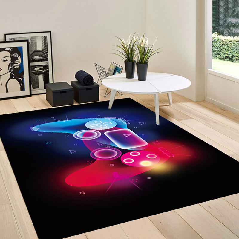 Hip Hop Game Controller Print Rug Polyester Carpet Stain Resistant Area Rug for Living Room