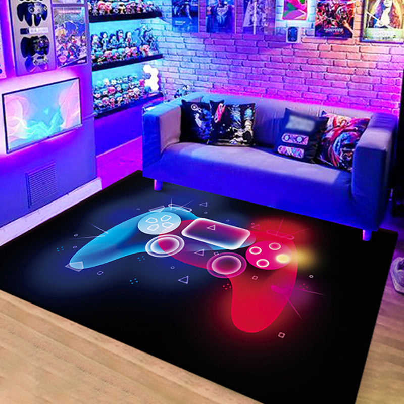 Hip Hop Game Controller Print Rug Polyester Carpet Stain Resistant Area Rug for Living Room
