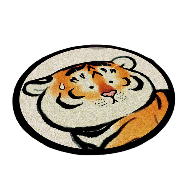 Brown Modern Rug Polyester Tiger Indoor Rug Washable Rug for Home Decor