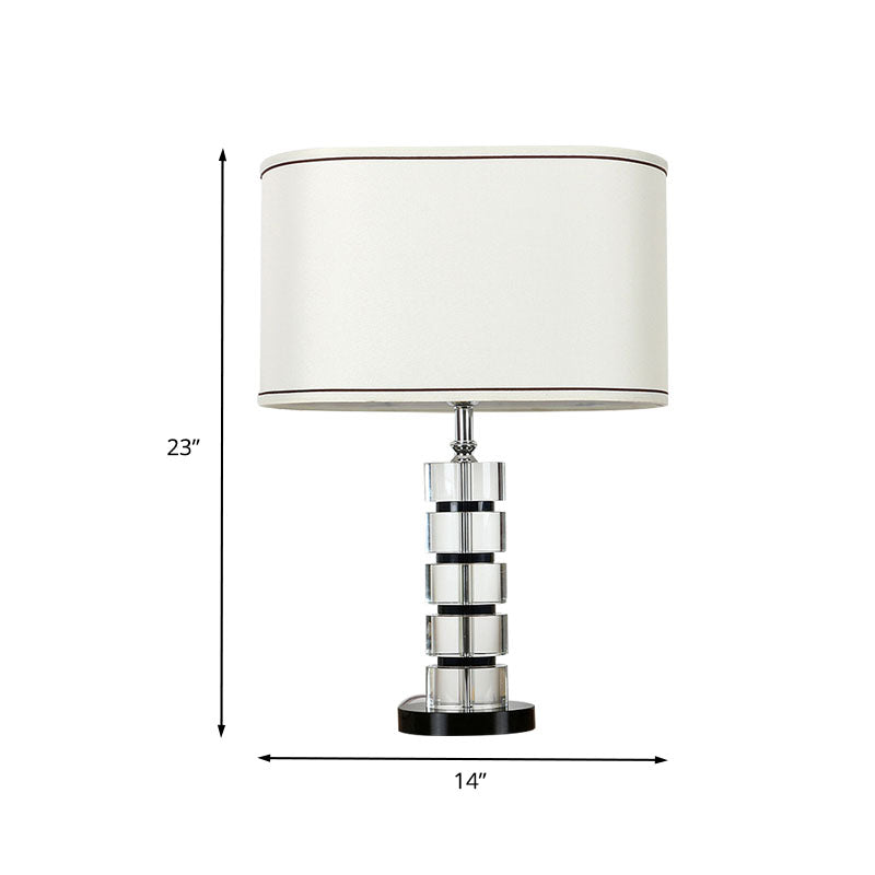 Langwerpige kristal taakverlichting eigentijdse stof 1 lamp nachttafellamp in wit