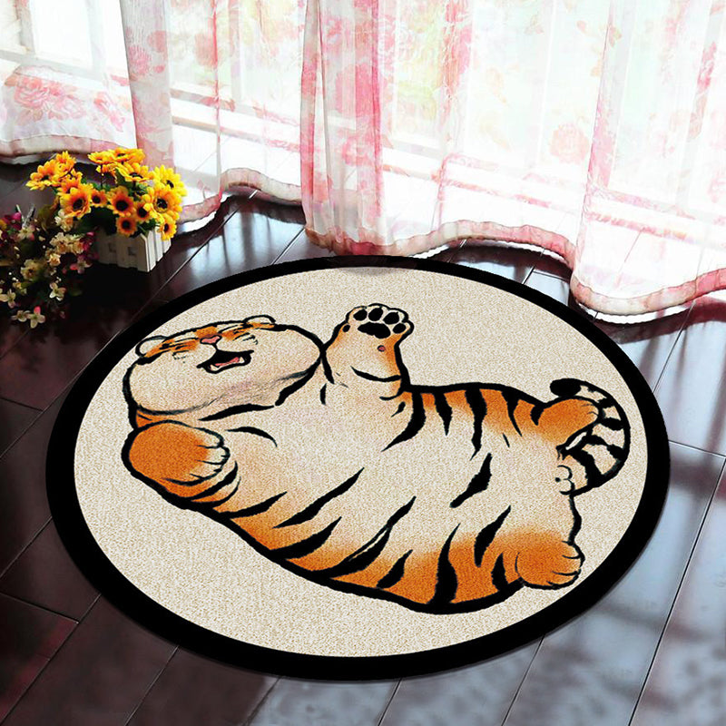Brown Modern Rug Polyester Tiger Indoor Rug Washable Rug for Home Decor