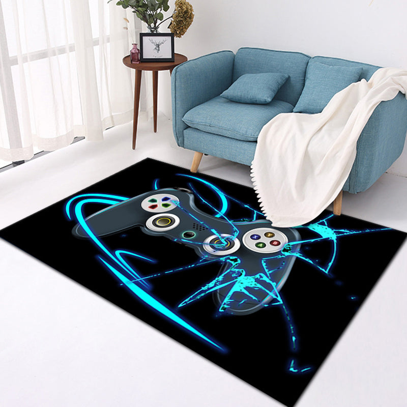 Trendy Game Controller Print Rug Polyester Carpet Non-Slip Backing Area Rug for Living Room