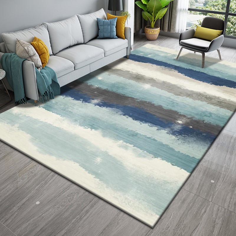White Modern Carpet Polyester Abstract Pattern Carpet Washable Carpet for Home Decor