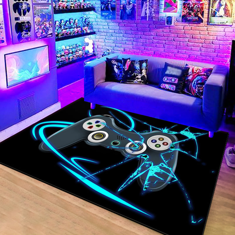 Calming Game Controller Print Rug Polyester Carpet Stain Resistant Area Rug for Living Room
