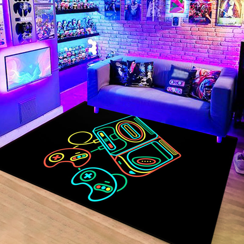 Calming Game Controller Print Rug Polyester Carpet Stain Resistant Area Rug for Living Room