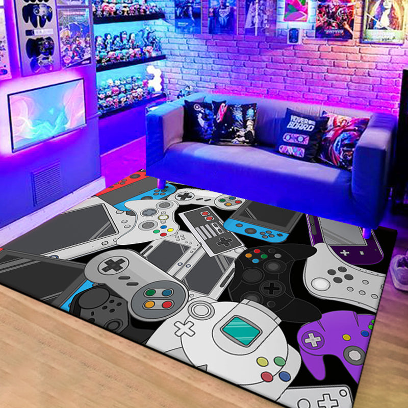 Calming Game Controller Print Rug Polyester Carpet Stain Resistant Area Rug for Living Room
