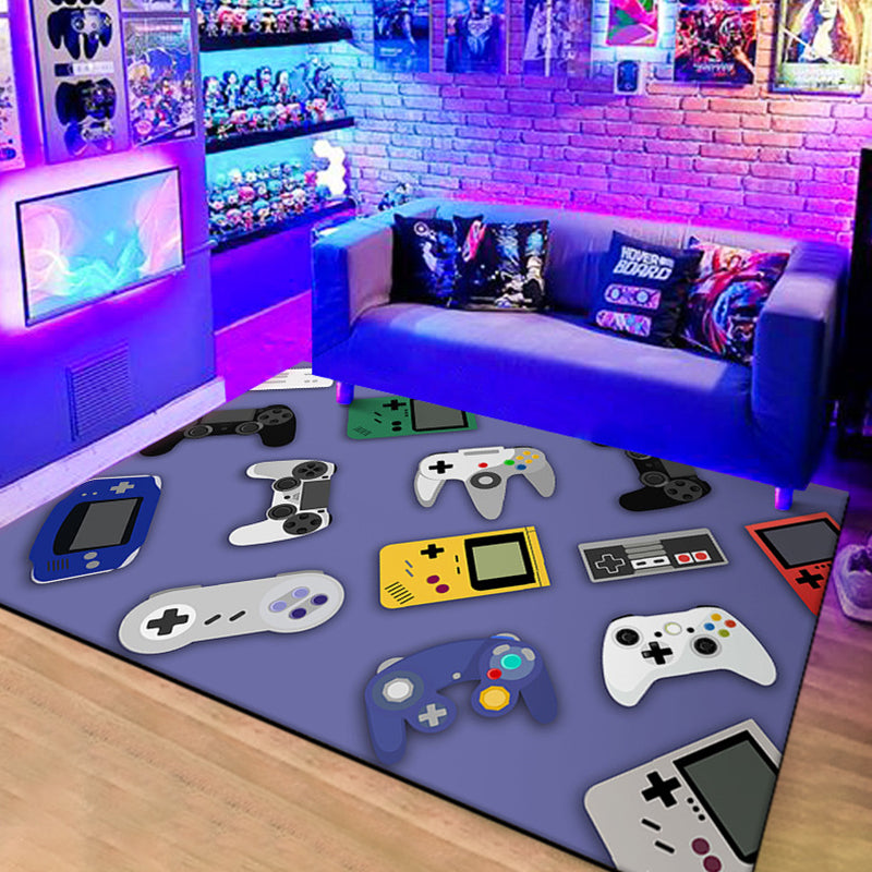 Calming Game Controller Print Rug Polyester Carpet Stain Resistant Area Rug for Living Room