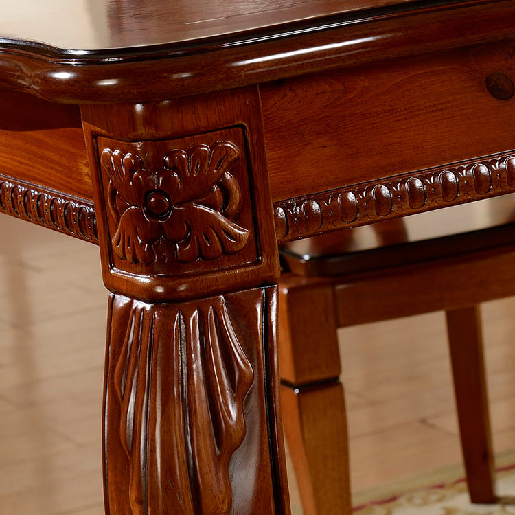 Rectangle 4 Legs Mid-Century Dining Table Wood Color Fixed Table of Solid Wood