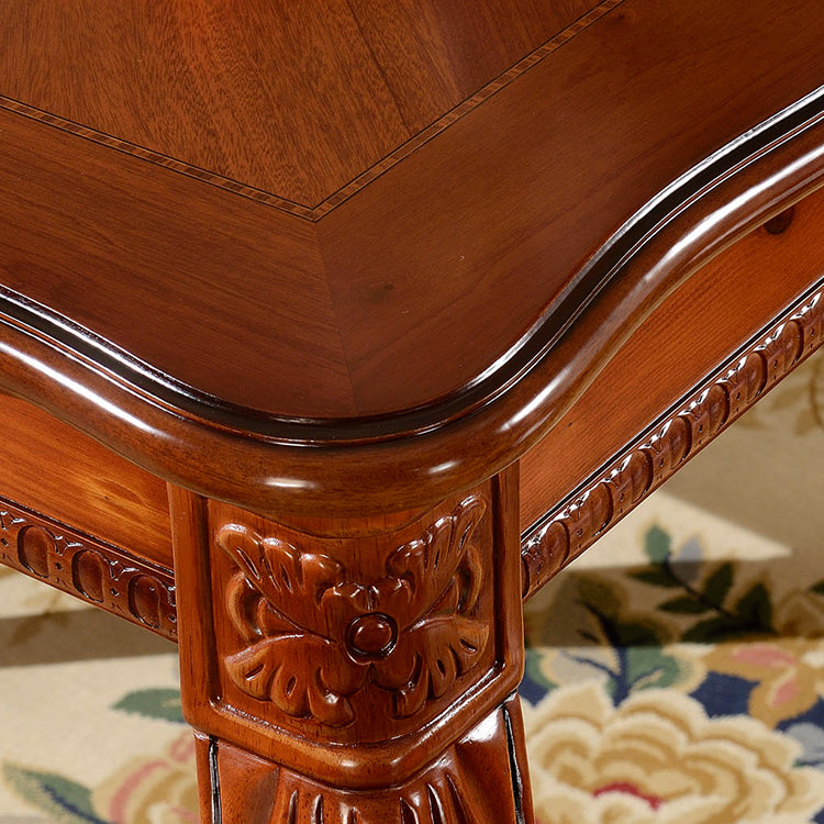 Rectangle 4 Legs Mid-Century Dining Table Wood Color Fixed Table of Solid Wood