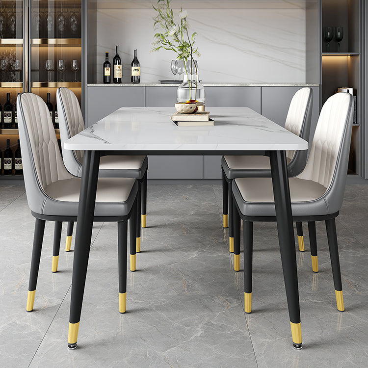 Industrial Kitchen Sintered Stone Top Dining Table Rectangle Dining Table with 4 Legs Base