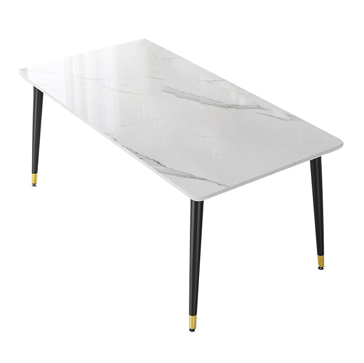 Industrial Kitchen Sintered Stone Top Dining Table Rectangle Dining Table with 4 Legs Base