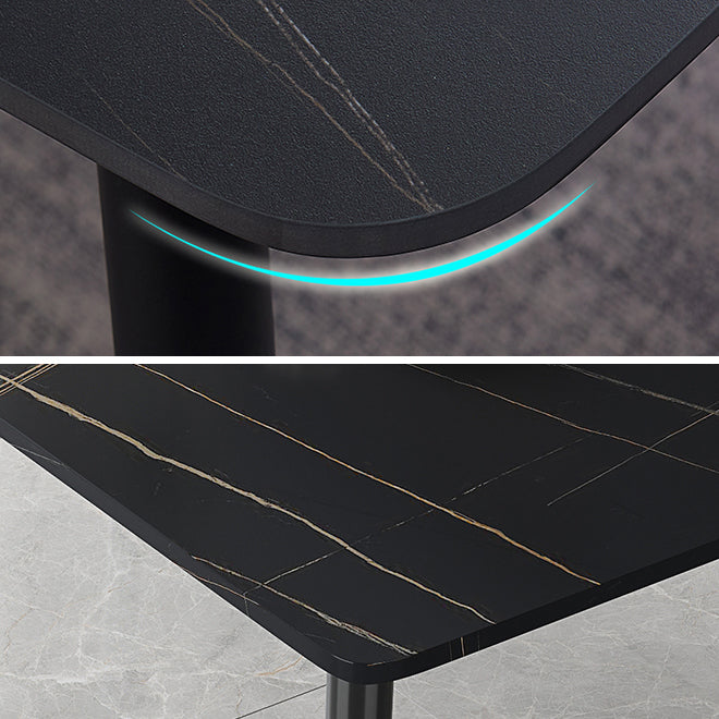 Industrial Kitchen Sintered Stone Top Dining Table Rectangle Dining Table with 4 Legs Base