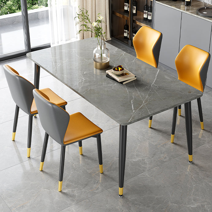 Industrial Kitchen Sintered Stone Top Dining Table Rectangle Dining Table with 4 Legs Base