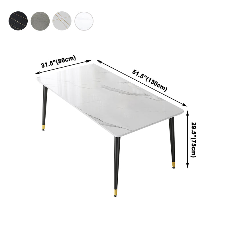 Industrial Kitchen Sintered Stone Top Dining Table Rectangle Dining Table with 4 Legs Base