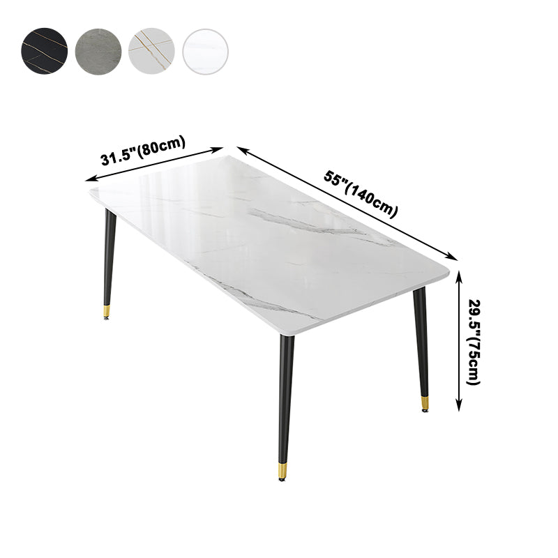 Industrial Kitchen Sintered Stone Top Dining Table Rectangle Dining Table with 4 Legs Base