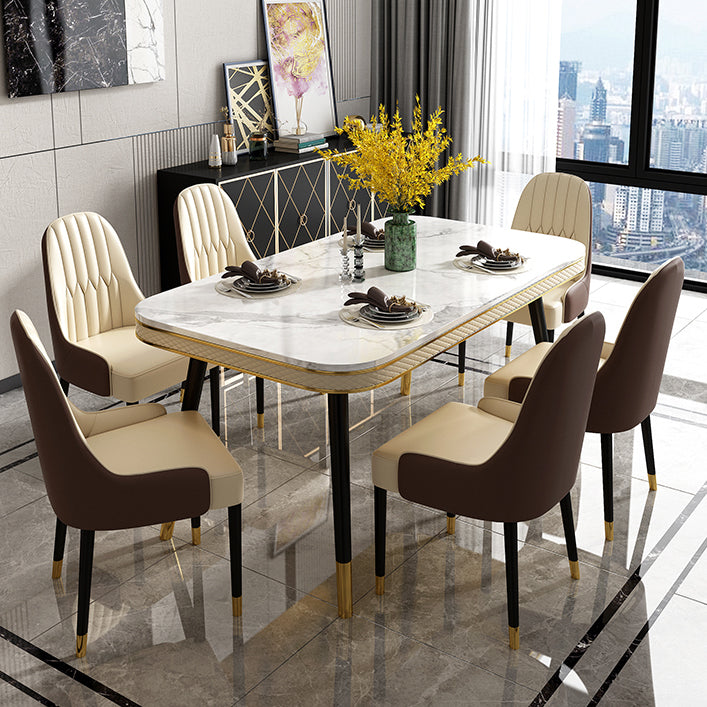 Glam Rechteck Form Küche Esstisch Marmor Standard Esstisch mit 4 Beinbasis