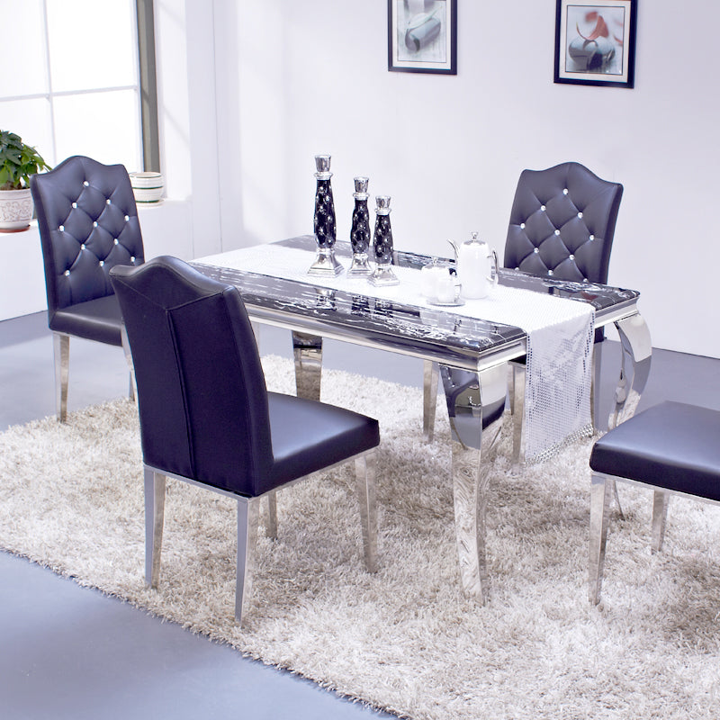 Rectangle Mid-Century Dining Table Four-Color Fixed Table for Dining Room