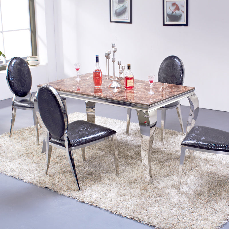 Rectangle Mid-Century Dining Table Four-Color Fixed Table for Dining Room