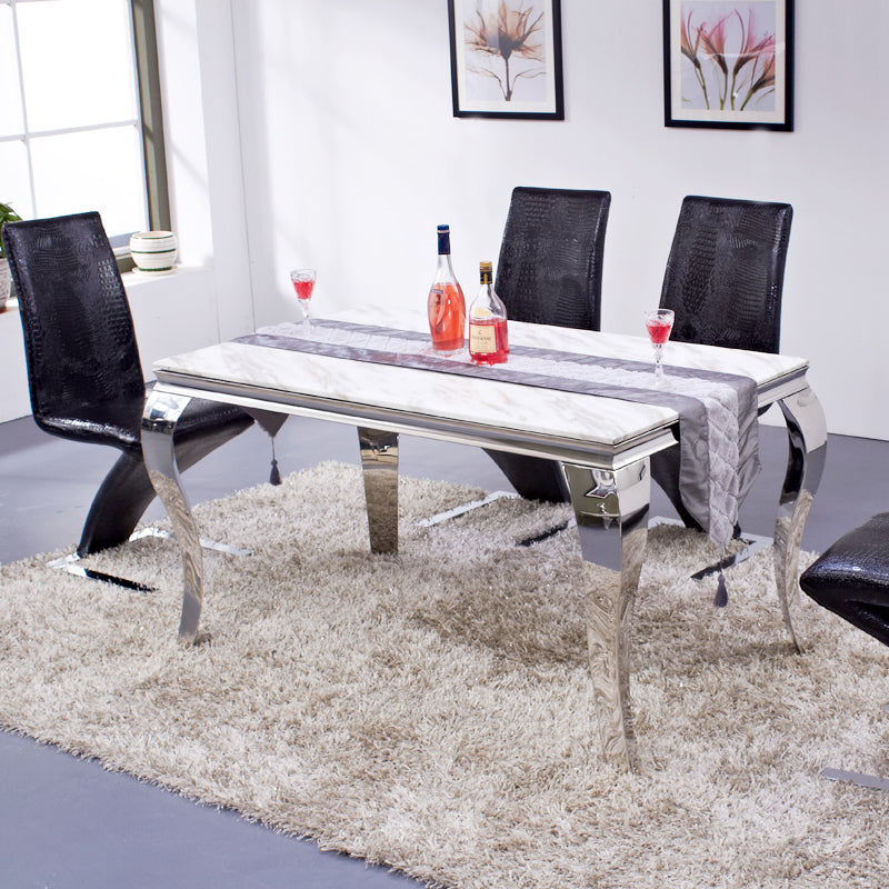 Rectangle Mid-Century Dining Table Four-Color Fixed Table for Dining Room