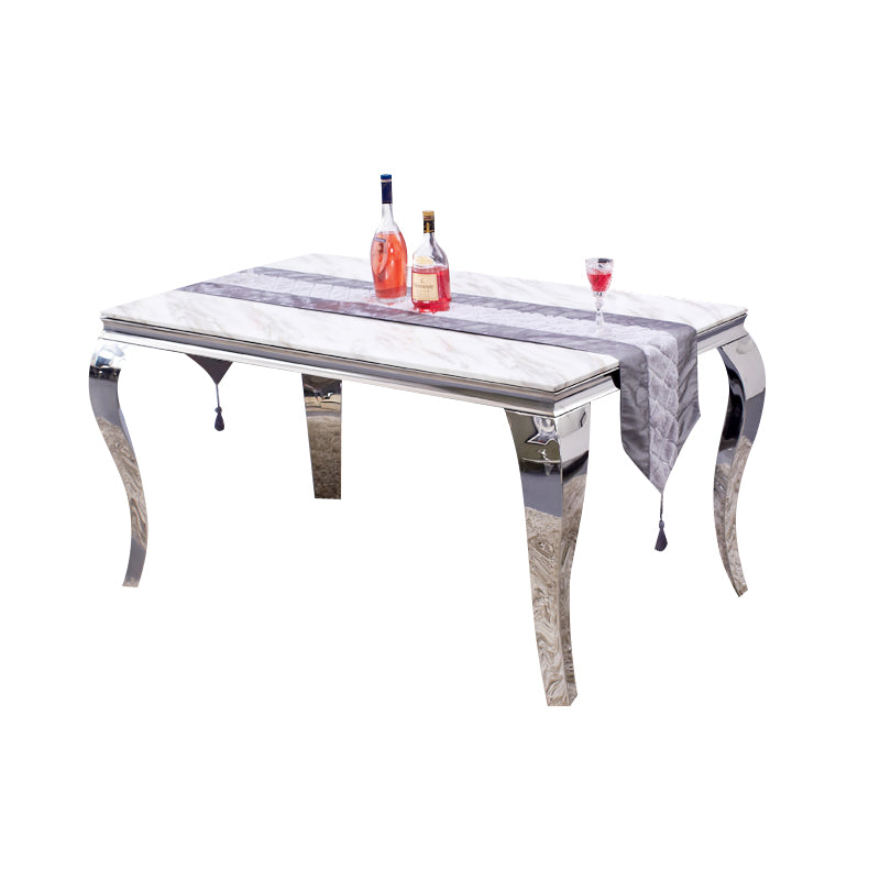 Rectangle Mid-Century Dining Table Four-Color Fixed Table for Dining Room