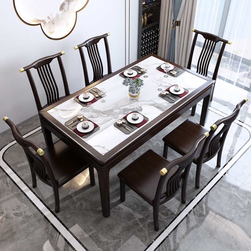 Rechthoek houten kleur eettafel gesinterde stenen tafel halverwege de eeuw met 4 poten